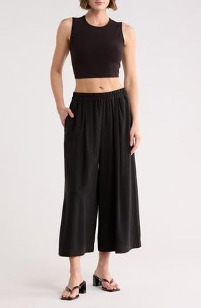 Max Studio Brushed Twill Culottes in Black at Nordstrom Rack, Size X-Large