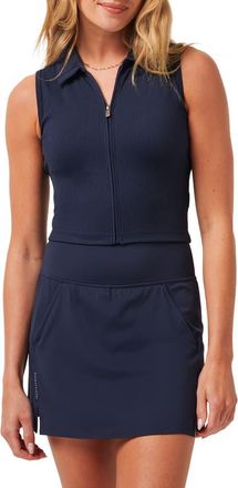 Travis Mathew Moveknit Zip Crop Top in Navy Blazer at Nordstrom, Size X-Large