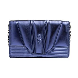 Ferrari Blue GT Patent Leather Bag with Chain