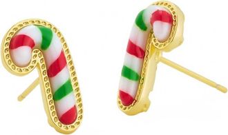 Kendra Scott Womens Candy Cane Stud Earrings In Gold Red Green Mix