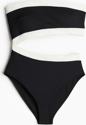 H&M Bandeau-Badeanzug mit Cut-out und wattierten Cups - Schwarz