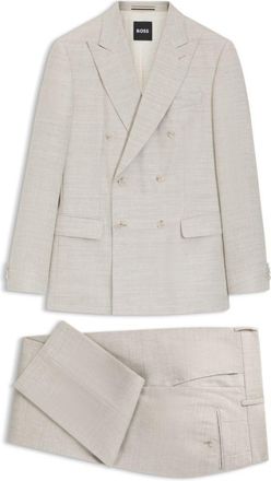 BOSS Two-piece slim-fit suit in striped linen and wool