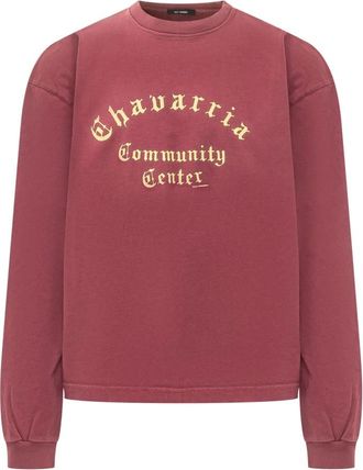 Willy Chavarria Community Center T-shirt met lange mouwen - Heren - Sweatshirts - Rood - L - Katoen - Hoodies & sweatvesten