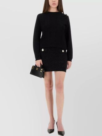 Balmain jacquard long-sleeve knit top