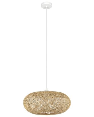 Eglo Eglo Campilo 1 Light Pendant With White Finish & Beige Treaded Shade