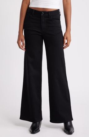 1822 Denim Better Butter High Waist Wide Leg Jeans in Black at Nordstrom, Size 27