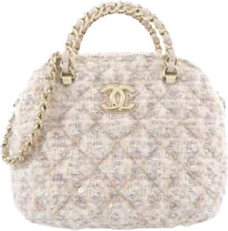 Chanel Pre-owned Vintage Tweed Schoudertas - Dames - Vintage Handtas - Roze - ONE Size - Tweed - Vintage