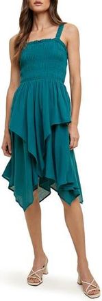 Wishlist Smocked Handkerchief Hem Minidress in Teal at Nordstrom Rack, Size Medium
