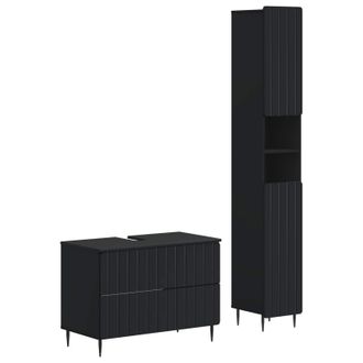 vidaXL Juego De Gabinete De Ba&ntilde;o De 2 Piezas Zwolle Negro Vidaxl