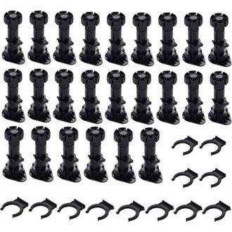 OEM 24 Patas De Pl&aacute;stico Para Armarios, Pies Para Muebles, Pies Ajustables Para Muebles, Pies De Pl&aacute;stico Negro Con Base De Fijaci&oacute;n Con Clip Para Muebles