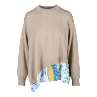 Moschino Pullover Girocollo - Dames - Ronde hals truien - Beige - L - Katoen - Truien & Vesten