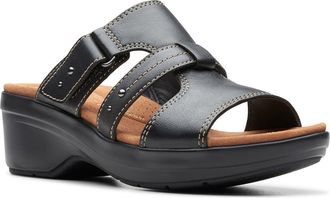 Clarks Tuleah Jane Slide Sandal in Black Leather at Nordstrom Rack, Size 6.5