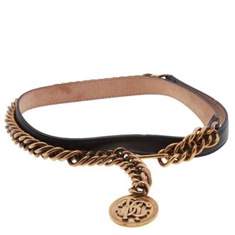 Roberto Cavalli Gold Monogram Chain Belt, Size 100