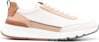 Brunello Cucinelli embroidered-logo leather sneakers - men - Rubber/Calf Leather/Calf Leather - 46 - Neutrals