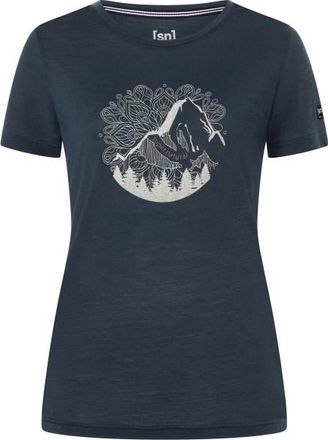 super.natural Mountain Mandala Tree Tee Merinoshirt f&uuml;r Damen | blau