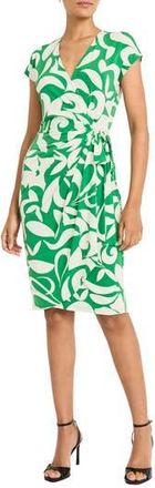 Maggy London Matte Jersey Faux Wrap Dress in Kelly Green/Ivory at Nordstrom Rack, Size 18 (Similar To 16W)