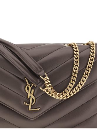 Saint Laurent Womens Loulou Shoulder Bag Pearl Lambskin