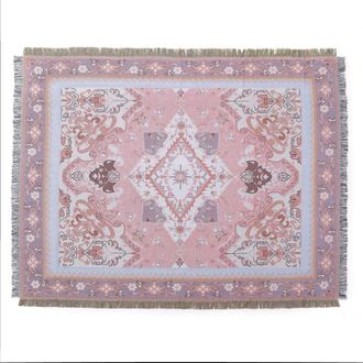 OEM Manta De 1 Pieza De 160x130 Cm, Color Rosa, Tejida, Decorada Con Flecos, Estilo Bohemio, Sencilla, Suave, C&oacute;moda, Protege Del Fr&iacute;o, Ideal Para Sof&aacute;, S
