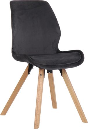 Clp Silla con patas de madera y asiento en Terciopelo Gris oscuro