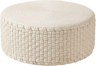 Beliani Outdoor Woven Pouffe Light Beige MITHI