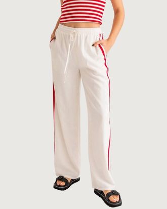 Le Lis Blanc Deux Sofia Track Pants In White/red