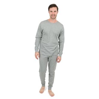 Leveret Mens Two Piece Cotton Pajamas Neutral Solid Color