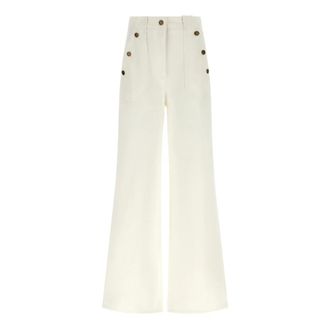 Max Mara Dames, Broeken, Wit, Maat: M Katoen