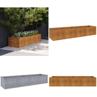 vidaXL Letto rialzato da giardino 194x50x36 cm in acciaio Corten - Letto rialzato da giardino - Fioriera in acciaio Corten