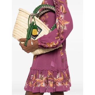 Farm Rio Floral-Embroidered Dress - Pink