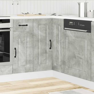 Berkfield Home Kitchen Corner Base Cabinet Kalmar Concrete Grey Engineered Wood