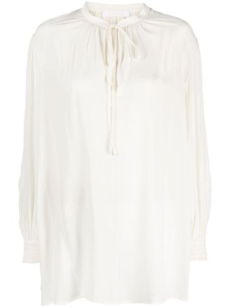 Chlo&eacute; lavalli&egrave;re-neck silk blouse - Neutrals