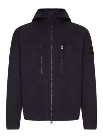 Stone Island COTTON OVERSHIRT WITH HOOD AND STONE ISLAND BADGE - Stone Island - Man