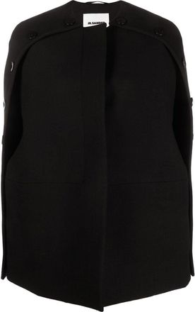 Jil Sander buttoned slit-sleeves coat - women - Polyamide/Viscose/Virgin Wool - 34 - Black