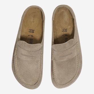 Birkenstock Unisex Loafers Naples Wrapped Suede Taupe Leather