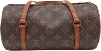 Louis Vuitton Pre-owned Canvas Handbag - Dames - Vintage Handtas - Bruin - ONE Size - Leer - Vintage