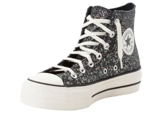 Converse Sneaker CONVERSE CHUCK TAYLOR ALL STAR LIFT PLATFORM GLITTER, Damen, Gr. 37,5, schwarz (into the void, egret, schwarz), Textil, Schuhe Sneaker