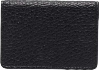 Maison Margiela Zwarte leren kaarthouder met handtekeninglogo - Heren - Portefeuilles - Zwart - ONE Size - Leer - Accessoires