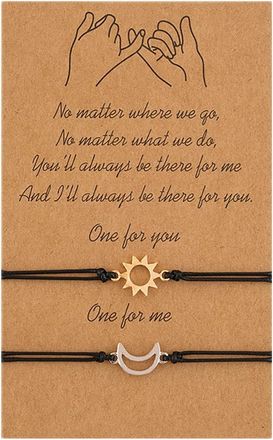Generic Best Friend Bracelet 2 Matching Sun Moon Cards Rope For Friendship Relationship Boyfriend Girlfriend Valentines Day Gift Womens Watches (C, One Size)