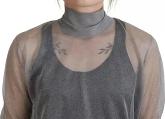 Dolce & Gabbana Gray See Through Turtleneck Pullover Womens Sweater (Pre-Owned)