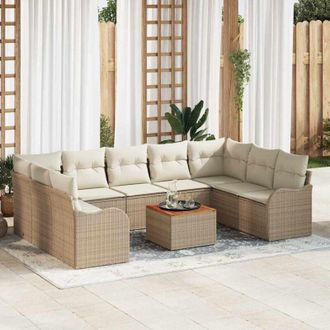 vidaXL Conjunto De Sof&aacute; De Jard&iacute;n 10 Pcs Beige Polirat&aacute;n Vidaxl
