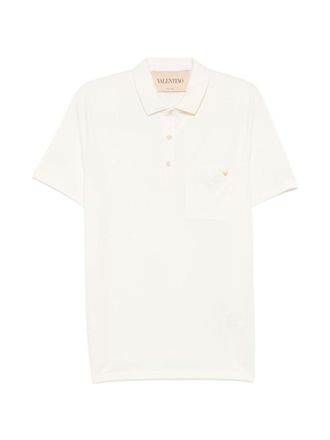 Valentino Garavani Off White Solid Shirt Collar Polo