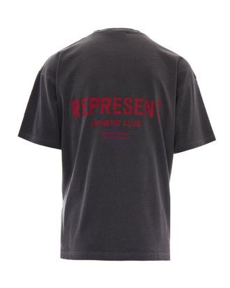 Represent Mens T-Shirt Owners Club Washed Black Cotton T-Shirts And Polos