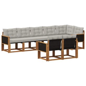 vidaXL Conjunto De Sof&aacute;s De Exterior 8 Pcs Natural Y Gris Claro Vidaxl