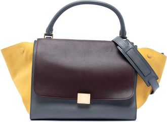 Celine Pre-owned Celine Medium Tricolor Calfskin and Suede Trapeze Satchel Ladies CIF4OUQG2TSEORLT