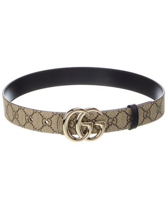 Gucci Gg Marmont Reversible Canvas & Leather Belt