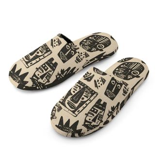 Generic African Tribal Masks Mens House Slippers Slip Indoor Slipper On Shoes Warm Outdoor