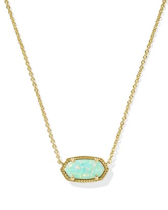 Kendra Scott Womens Elisa Short Pendant Necklace In Green Lab Grown Opal