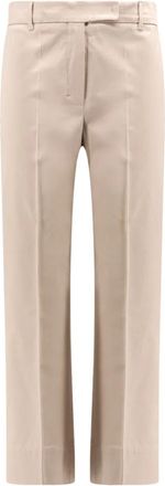 Max Mara Straight Broeken - Dames - Straight fit broeken - Beige - L - Katoen - Broeken