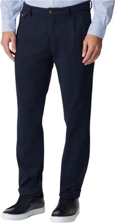 Brooks Brothers Double geplooide regular fit katoenen chinos - Heren - Chinos - Blauw - W34 - Katoen - Broeken