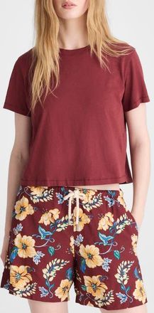 Madewell Boxy Crop Cotton Slub T-Shirt in Dusty Merlot at Nordstrom, Size Xx-Large